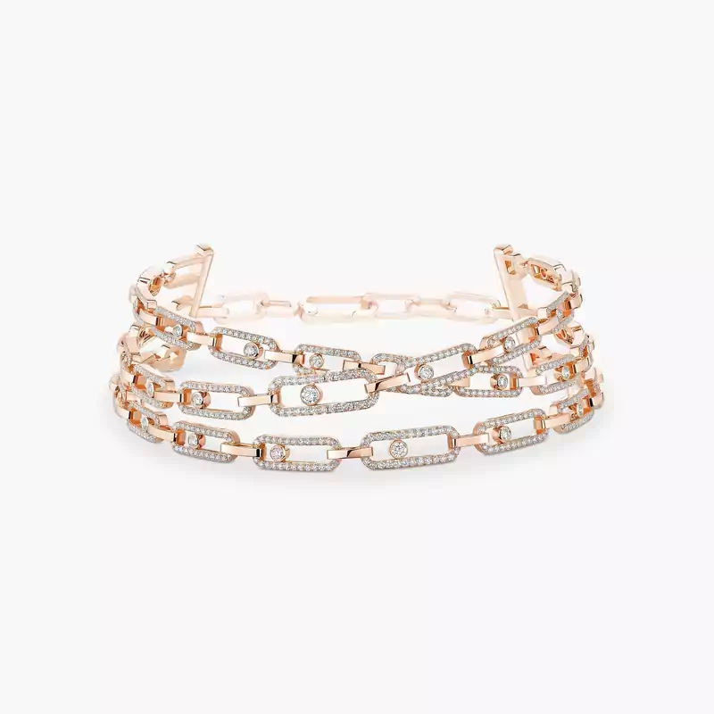 Necklace Mixed Pink Gold Diamond Move Link 3-row 14437-PG