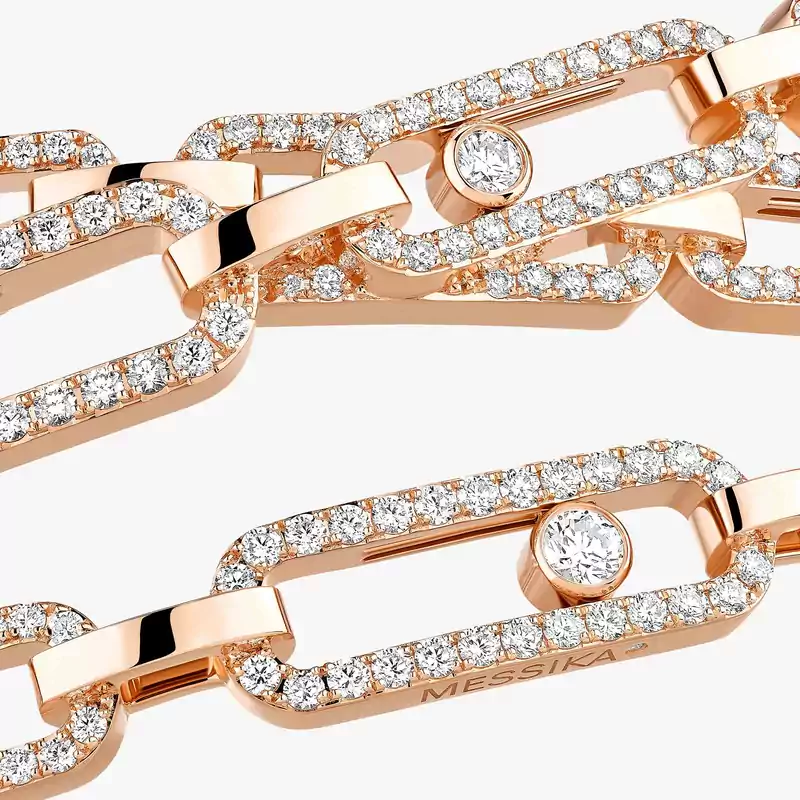 Necklace Mixed Pink Gold Diamond Move Link 3-row 14437-PG