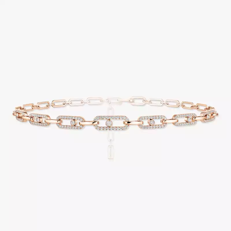 Collier Femme Or Rose Diamant Choker Move Link Multi 12010-PG