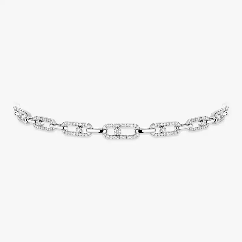 Necklace For Her White Gold Diamond Move Link Multi Choker 12010-WG