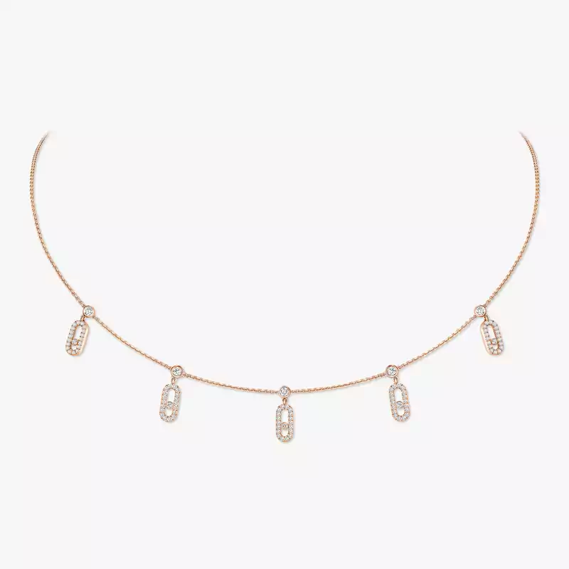 Move Uno Pavé Drop Pendant Choker Pink Gold For Her Diamond Necklace 12150-PG