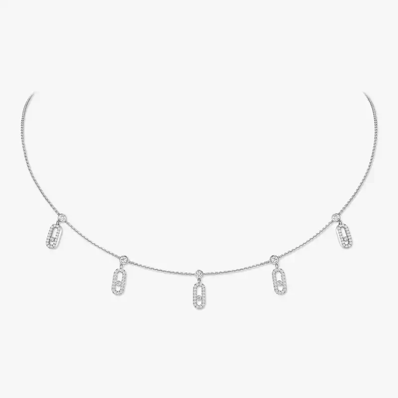 Move Uno Choker mit Quasten mit Diamanten ausgefasst Für sie Diamant Kette Weißgold 12150-WG