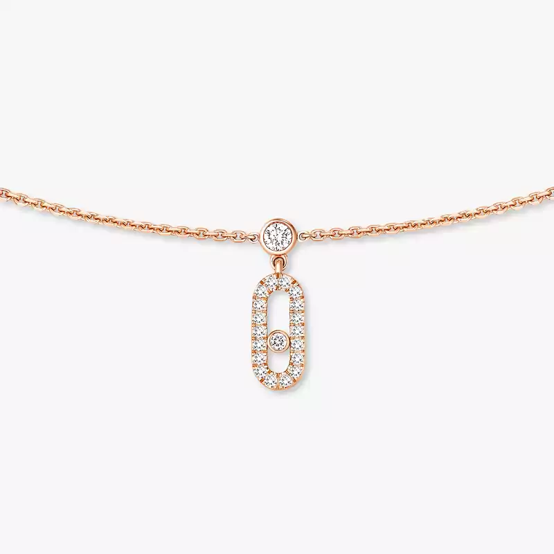 Move Uno Pavé Drop Pendant Choker Pink Gold For Her Diamond Necklace 12150-PG
