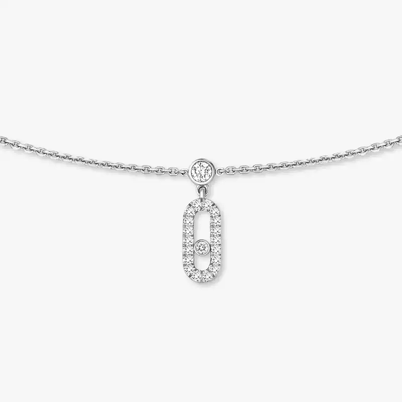 Move Uno Choker mit Quasten mit Diamanten ausgefasst Für sie Diamant Kette Weißgold 12150-WG