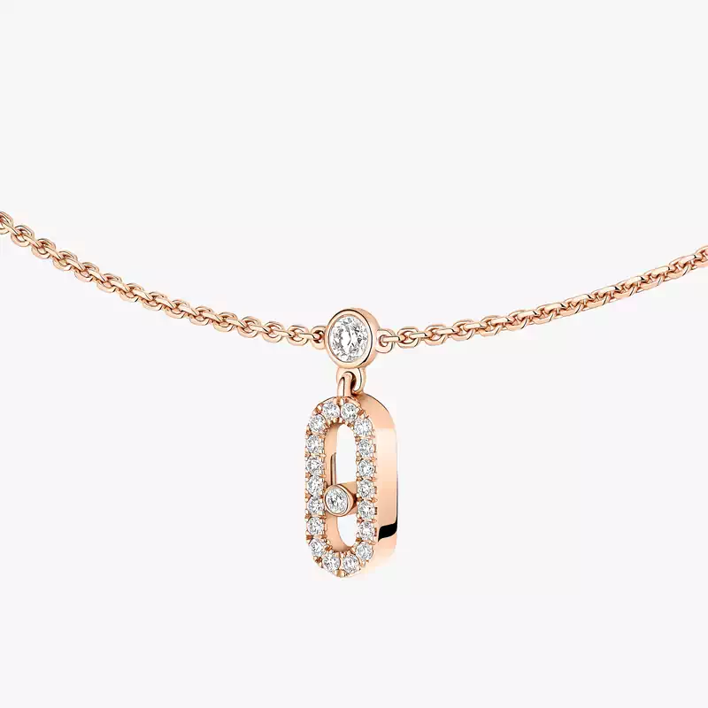 Move Uno Pavé Drop Pendant Choker Pink Gold For Her Diamond Necklace 12150-PG
