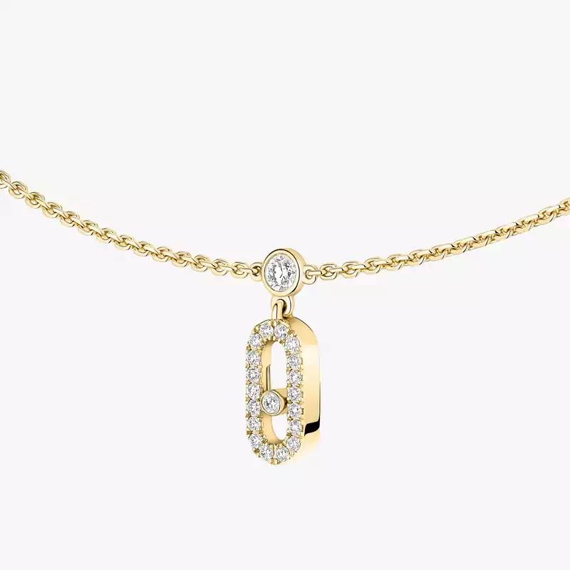 Collier Femme Or Jaune Diamant Choker Move Uno Pampille Pavé 12150-YG