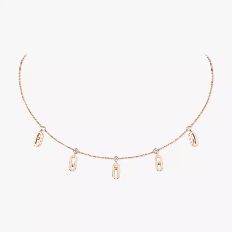 Move Uno Drop Pendant Choker Pink Gold For Her Diamond Necklace 14588-PG