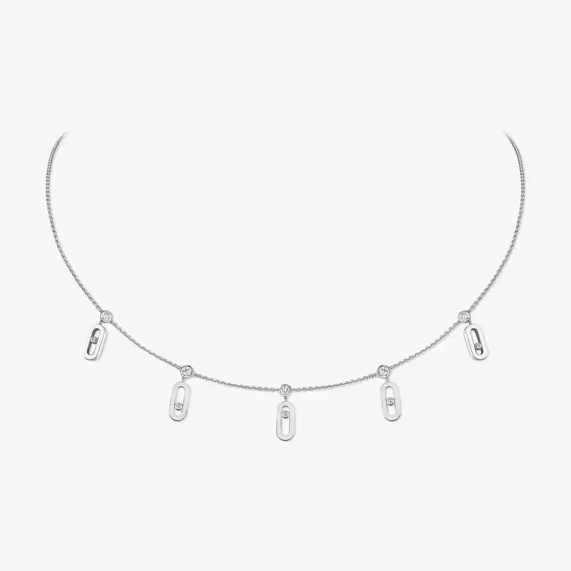 Move Uno Drop Pendant Choker White Gold For Her Diamond Necklace 14588-WG
