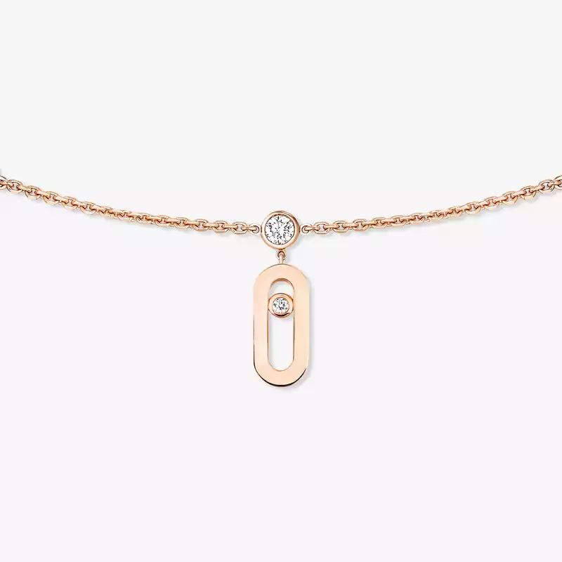 Move Uno Drop Pendant Choker Pink Gold For Her Diamond Necklace 14588-PG