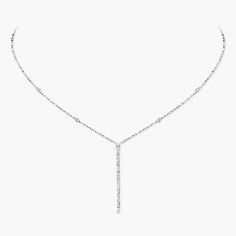Gatsby Vertical Bar White Gold For Her Diamond Necklace 05448-WG