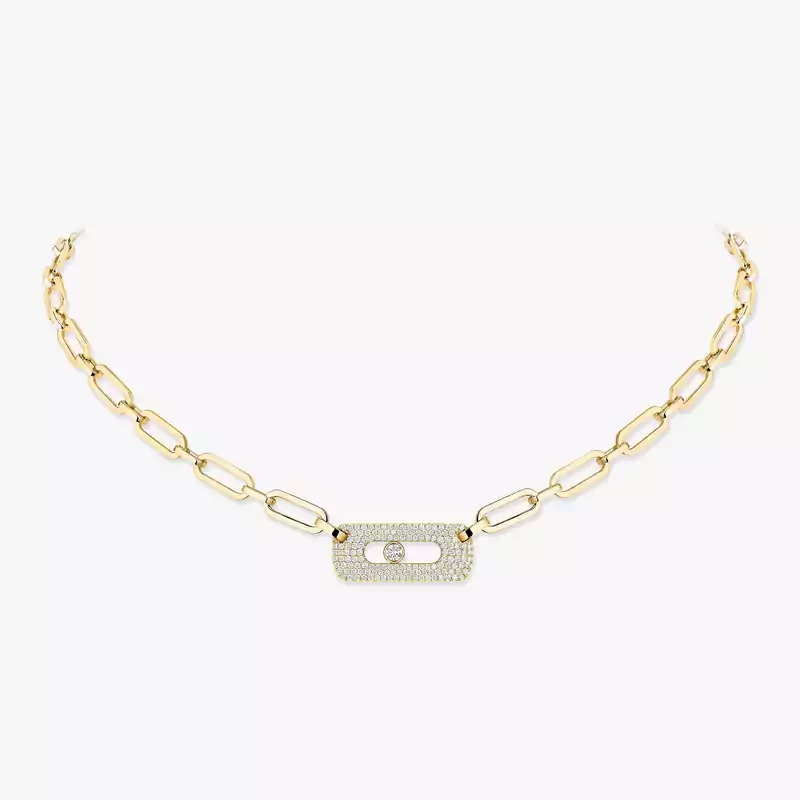 Move Link Necklace Yellow Gold For Her Diamond Necklace 12095-YG