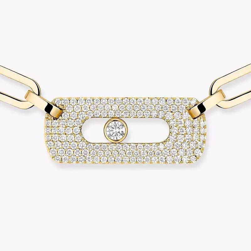 Move Link Necklace Yellow Gold For Her Diamond Necklace 12095-YG