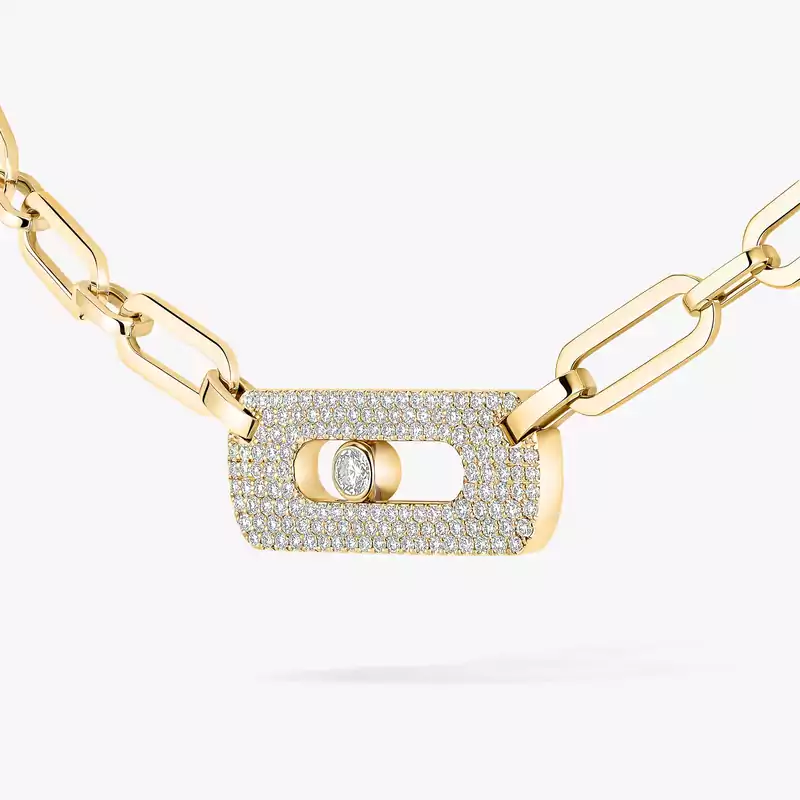 Move Link Necklace Yellow Gold For Her Diamond Necklace 12095-YG