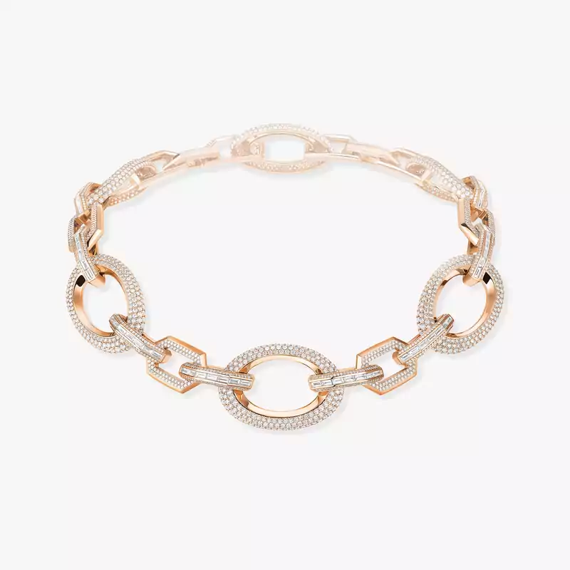 Groove Choker Pink Gold For Her Diamond Necklace 13497-PG
