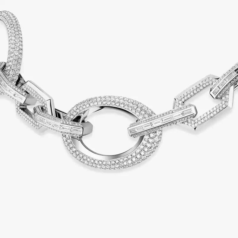 Collier Femme Or Blanc Diamant Ras-de-cou Groove 13497-WG