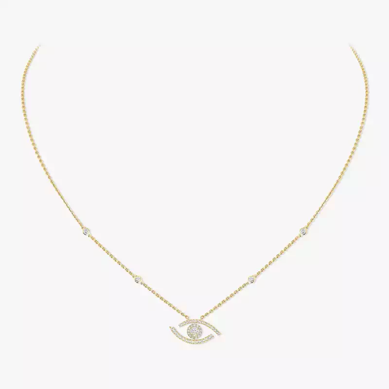Collier Femme Or Jaune Diamant Lucky Eye Pavé 07525-YG