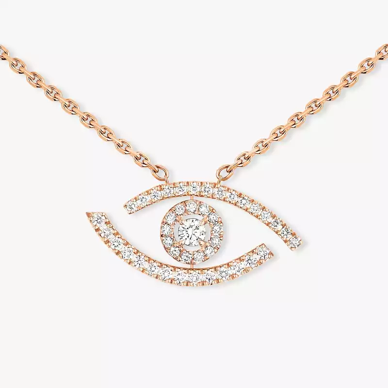 Necklace Femme Pink Gold Diamond Lucky Eye Pavé 07525-PG
