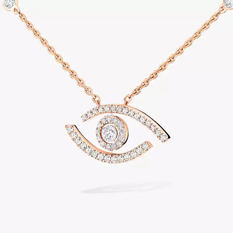 Necklace Femme Pink Gold Diamond Lucky Eye Pavé 07525-PG