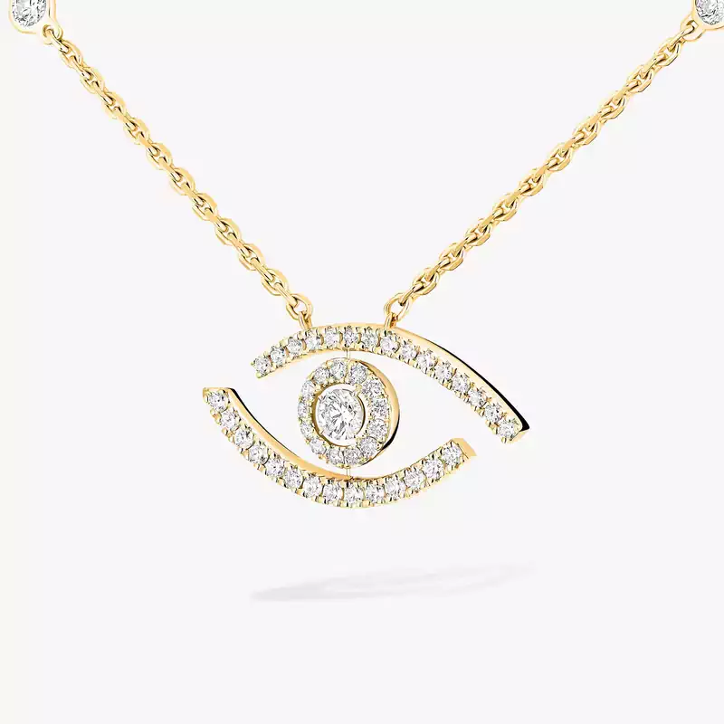 Collier Femme Or Jaune Diamant Lucky Eye Pavé 07525-YG