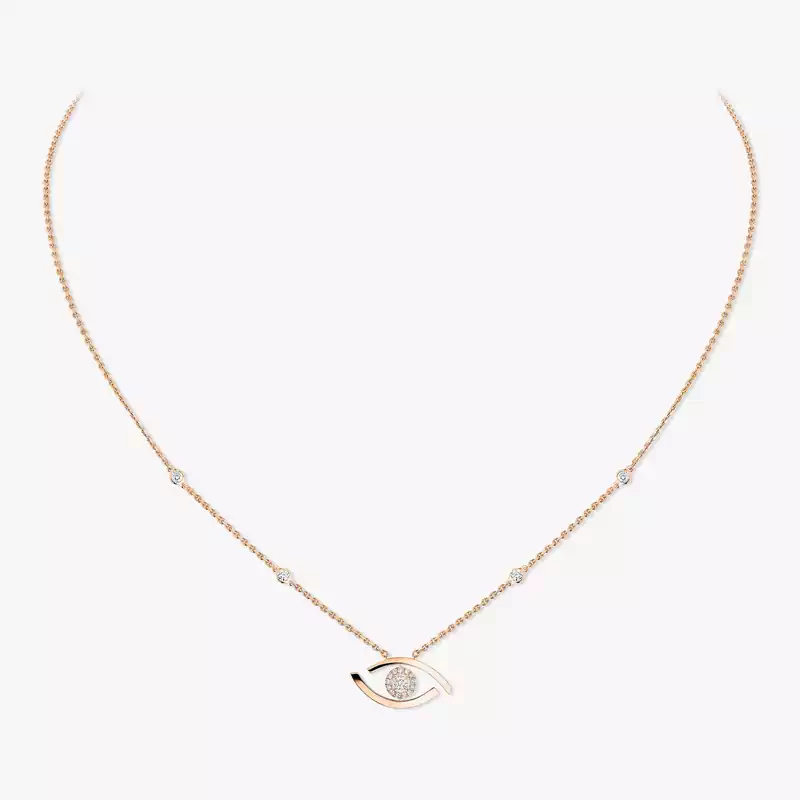 Necklace Femme Pink Gold Diamond Lucky Eye 07524-PG