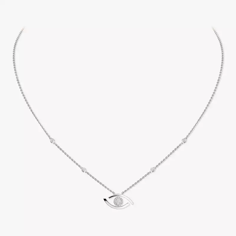 Collier Femme Or Blanc Diamant Lucky Eye 07524-WG