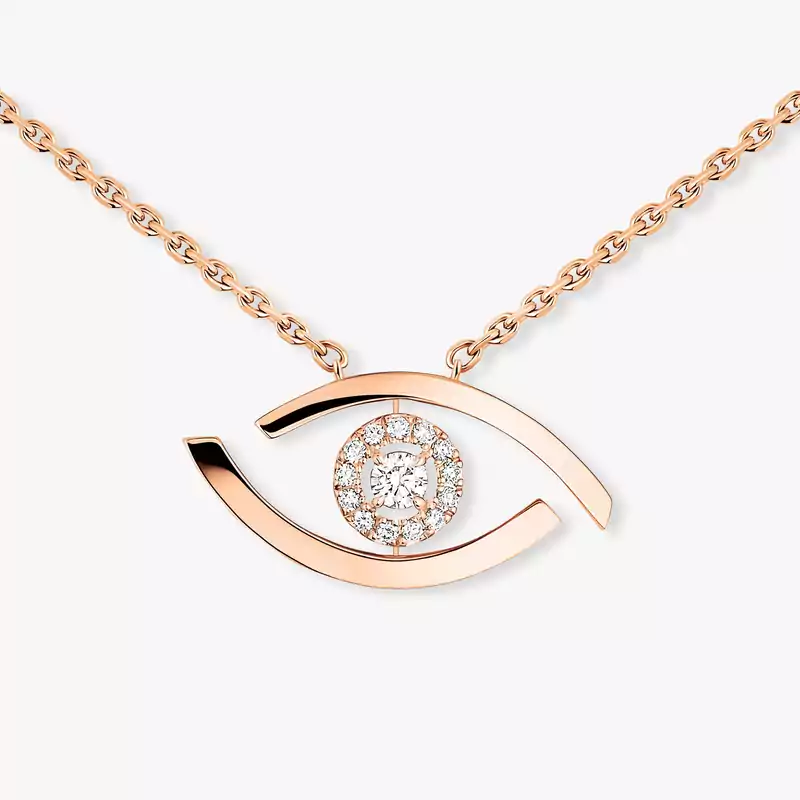 Necklace Femme Pink Gold Diamond Lucky Eye 07524-PG