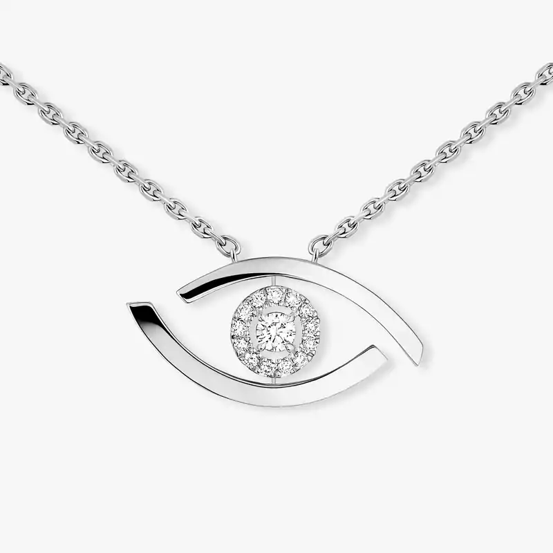 Collier Femme Or Blanc Diamant Lucky Eye 07524-WG