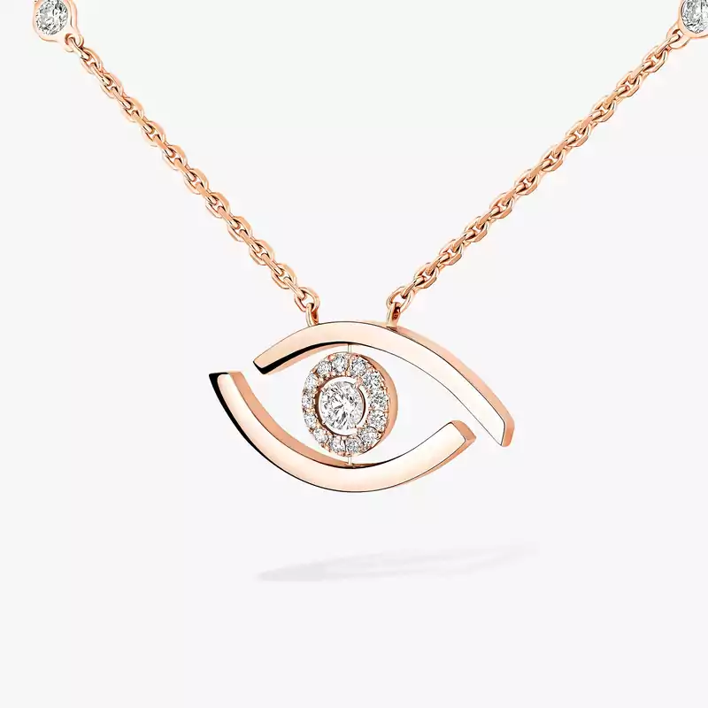 Necklace Femme Pink Gold Diamond Lucky Eye 07524-PG