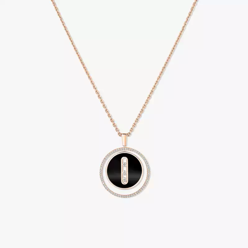 Collier Femme Or Rose Diamant Lucky Move MM Onyx Or Rose 10838-PG