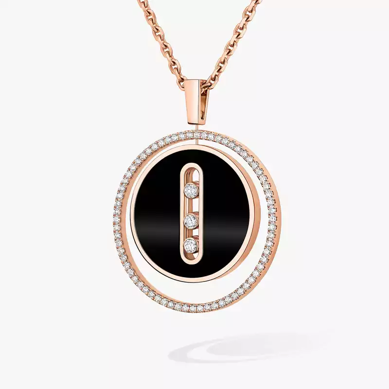 Collier Femme Or Rose Diamant Lucky Move MM Onyx Or Rose 10838-PG