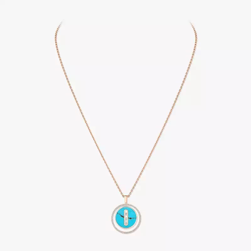 Collier Femme Or Rose Diamant Lucky Move MM Turquoise 10836-PG