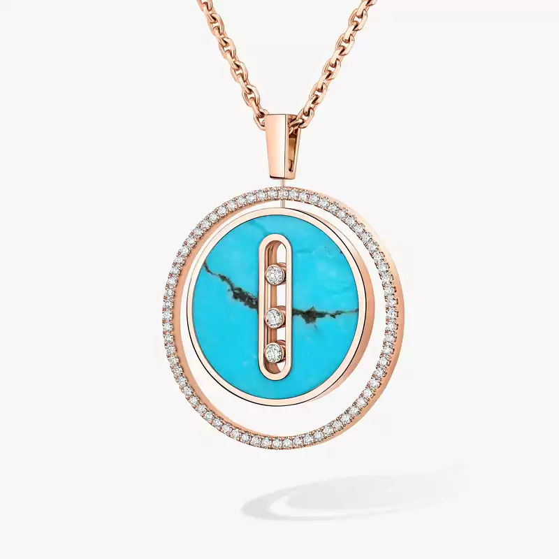 Collier Femme Or Rose Diamant Lucky Move MM Turquoise 10836-PG