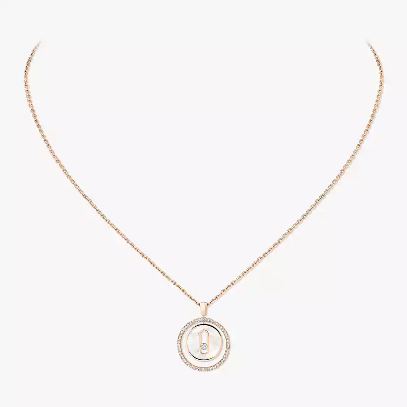 Necklace Femme Pink Gold Diamond White Mother-of-Pearl Lucky Move SM Necklace 11650-PG