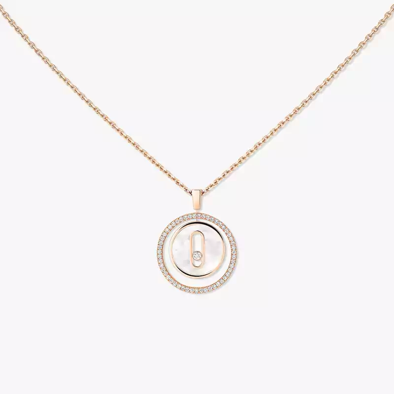 Necklace Femme Pink Gold Diamond White Mother-of-Pearl Lucky Move SM Necklace 11650-PG