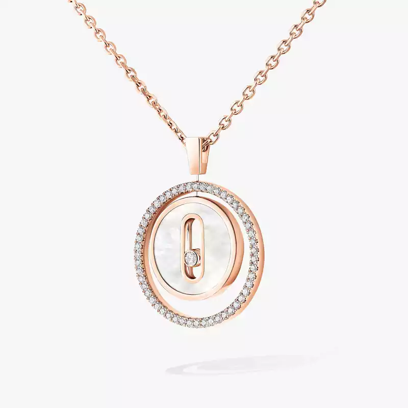 Necklace Femme Pink Gold Diamond White Mother-of-Pearl Lucky Move SM Necklace 11650-PG