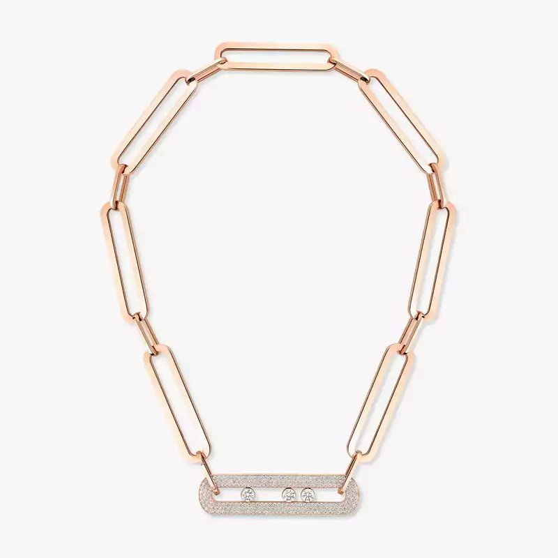 Collier Femme Or Rose Diamant Sautoir Move 10th Anniversary XL 06768-PG