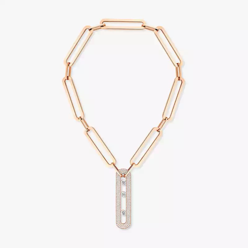 Collier Femme Or Rose Diamant Sautoir Move 10th Anniversary XL 06768-PG