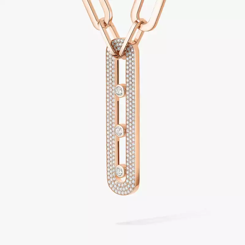 Collier Femme Or Rose Diamant Sautoir Move 10th Anniversary XL 06768-PG