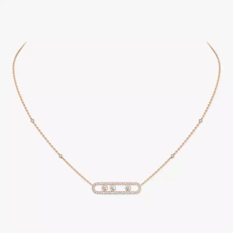 Collier Femme Or Rose Diamant Move Pavé 03994-PG