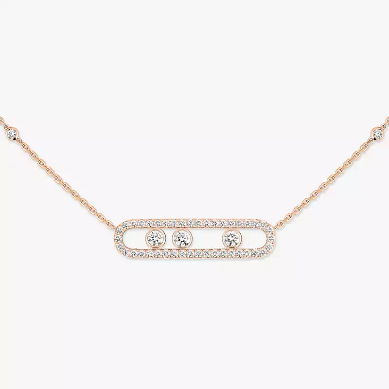 Collier Femme Or Rose Diamant Move Pavé 03994-PG