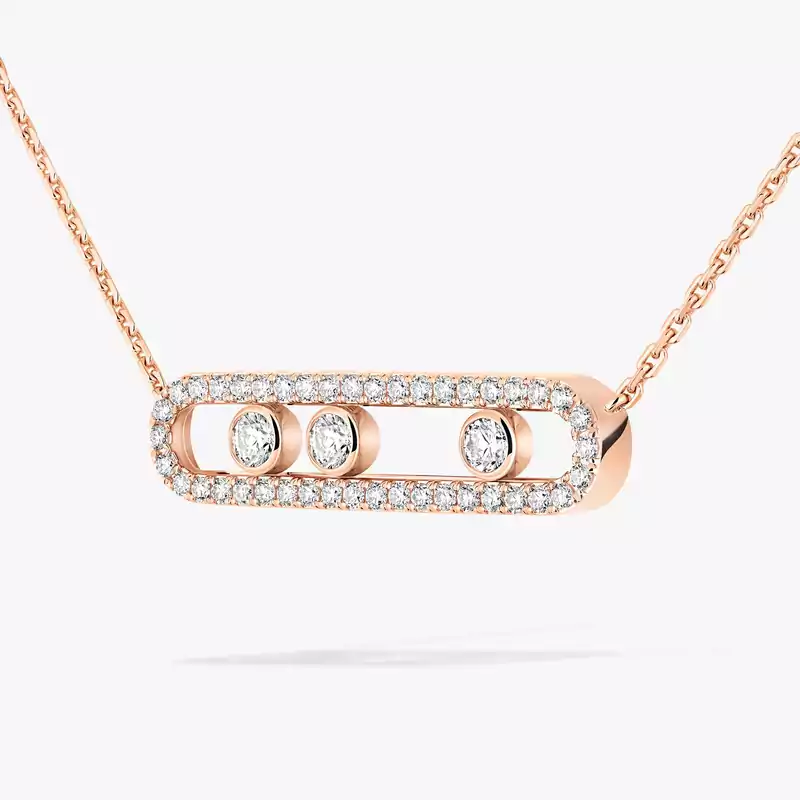 Collier Femme Or Rose Diamant Move Pavé 03994-PG