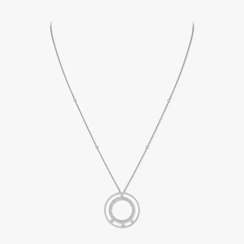 Collier Femme Or Blanc Diamant Collier Long Move Romane Pavé 11317-WG