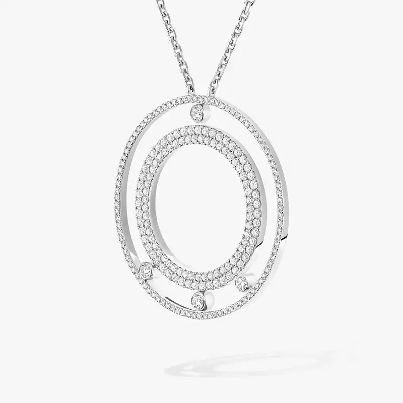 Collier Femme Or Blanc Diamant Collier Long Move Romane Pavé 11317-WG