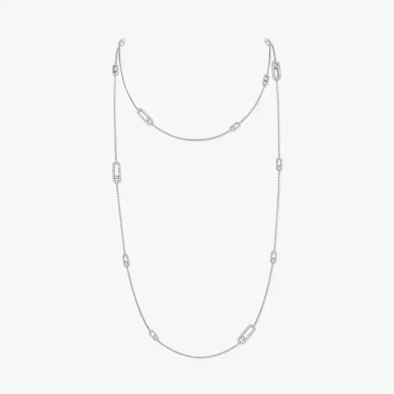 Move Uno Long Necklace White Gold For Her Diamond Necklace 11324-WG