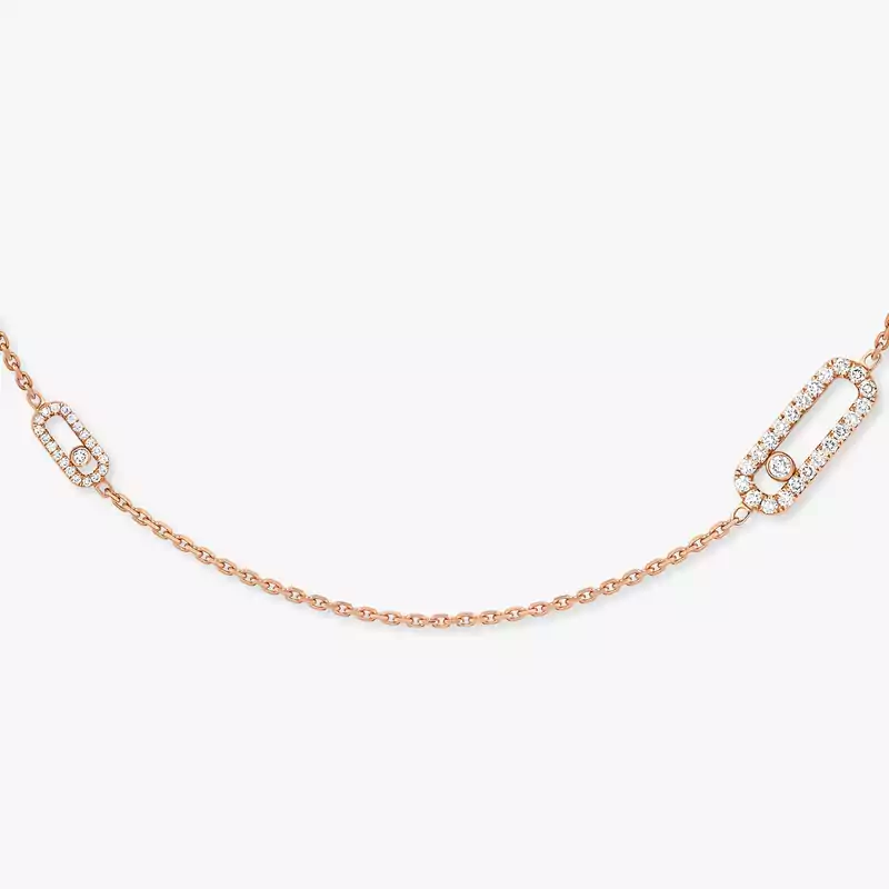 Collier Femme Or Rose Diamant Sautoir Long Move Uno 11324-PG