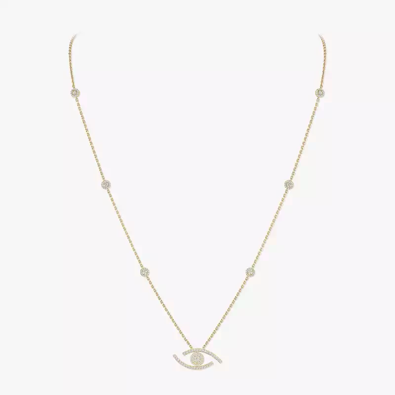 Collier Femme Or Jaune Diamant Sautoir Lucky Eye Pavé 11570-YG