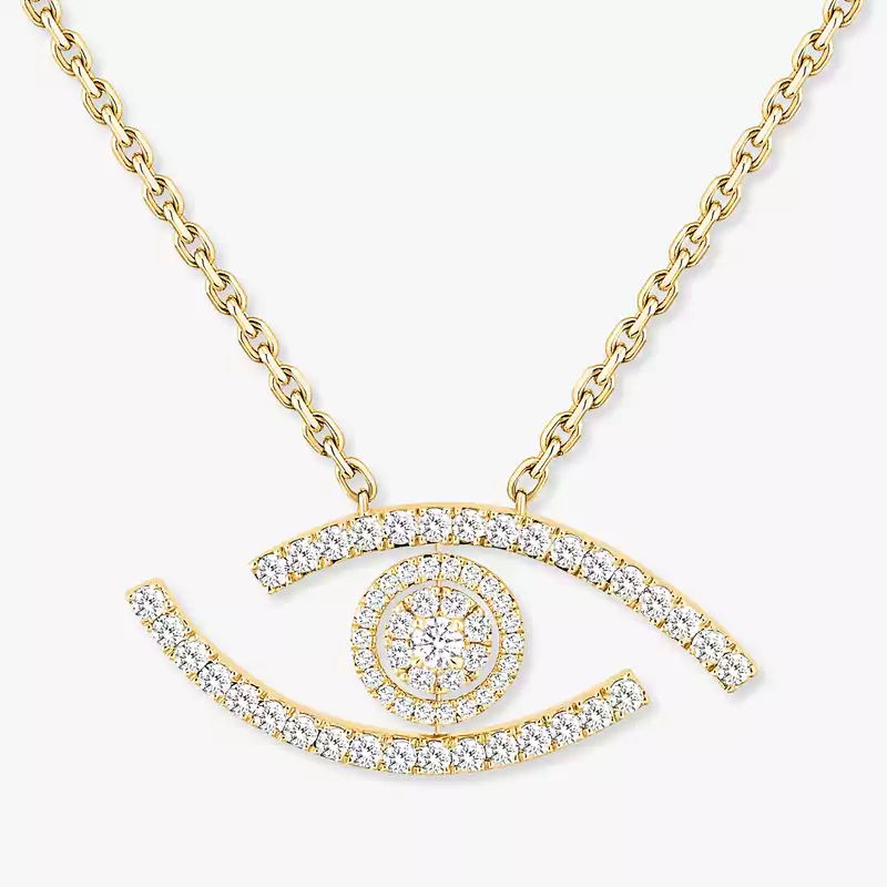 Collier Femme Or Jaune Diamant Sautoir Lucky Eye Pavé 11570-YG