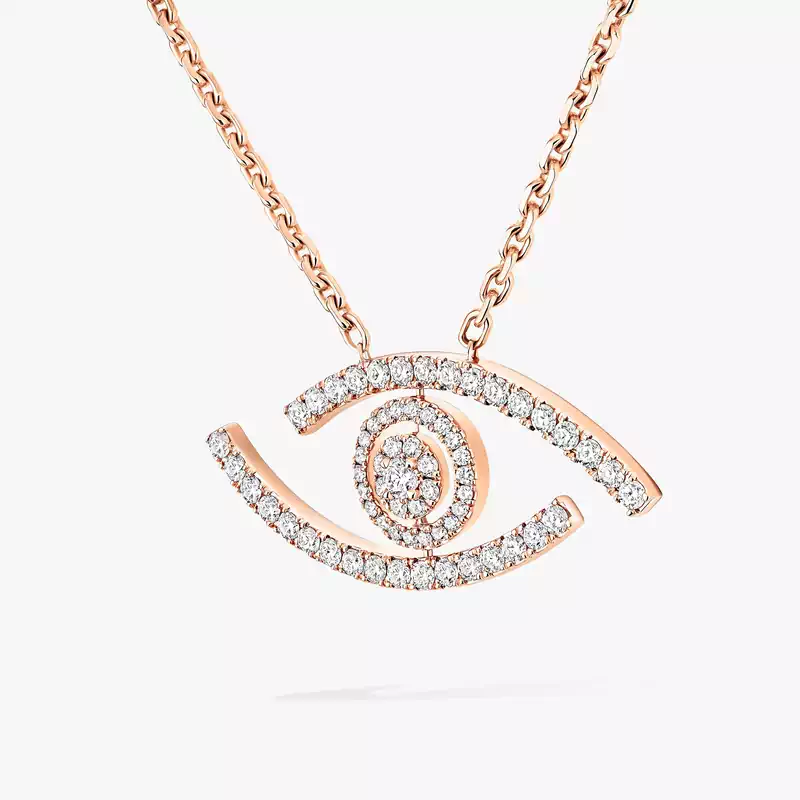 Lucky Eye Diamond Pavé Long Necklace Pink Gold For Her Diamond Necklace 11570-PG