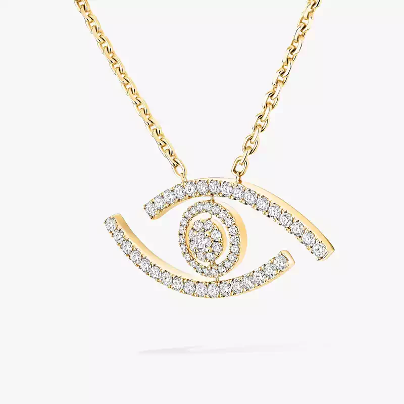 Collier Femme Or Jaune Diamant Sautoir Lucky Eye Pavé 11570-YG