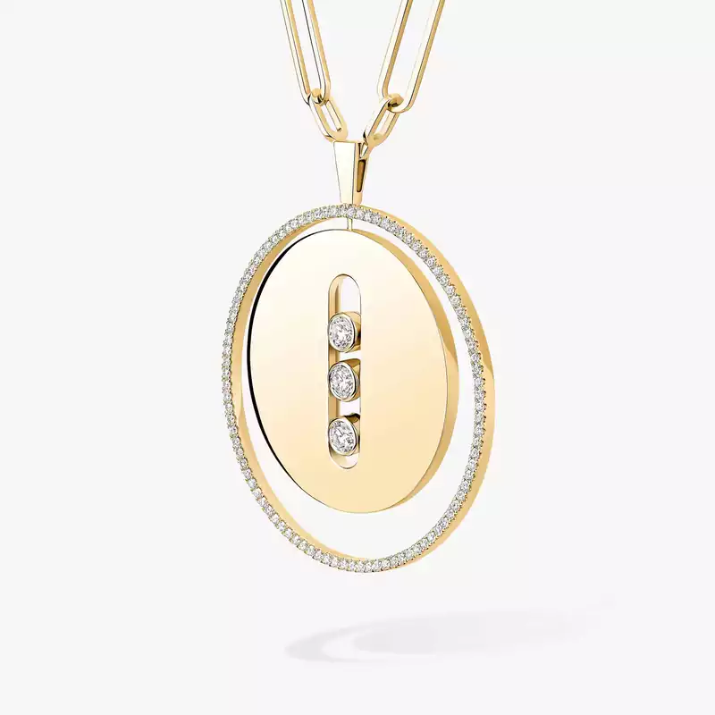 ネックレス 女性への イエローゴールド ダイヤモンド  ロングネックレス ラッキー ムーヴ GM 10126-YG